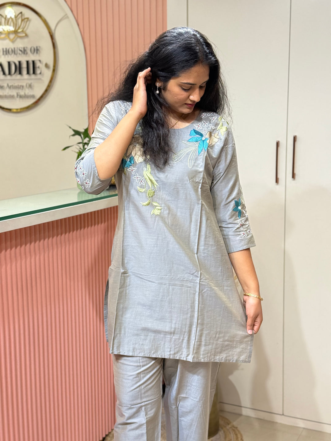 Co-Ord Set Collection with Beautiful Embroidery Design in Top and Bottom | R137