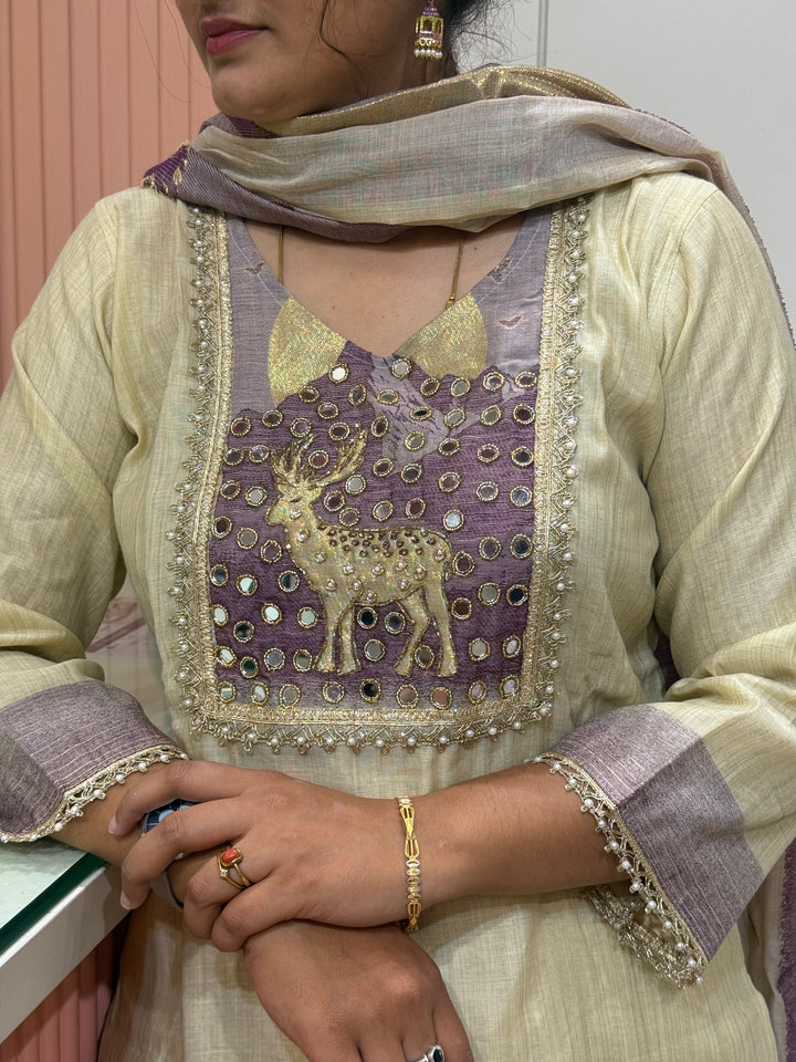 Pure Jamdhani Designer 3 Pcs Set Collection (Cotton Lining)| R211