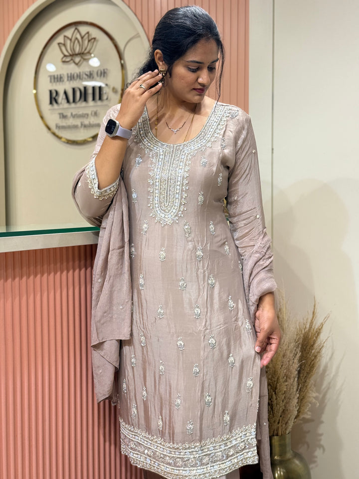 Pure Chinon Handwork Collection Party Wear  | R177