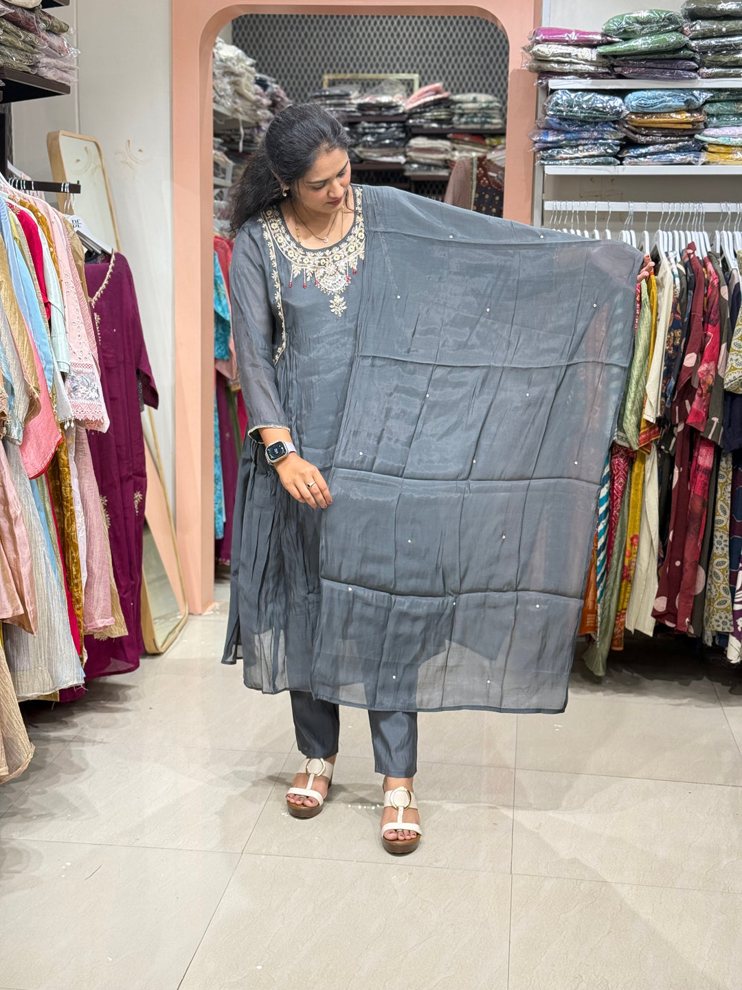Pure Mul Chanderi Collection with Handwork ( Cotton Lining) | R229