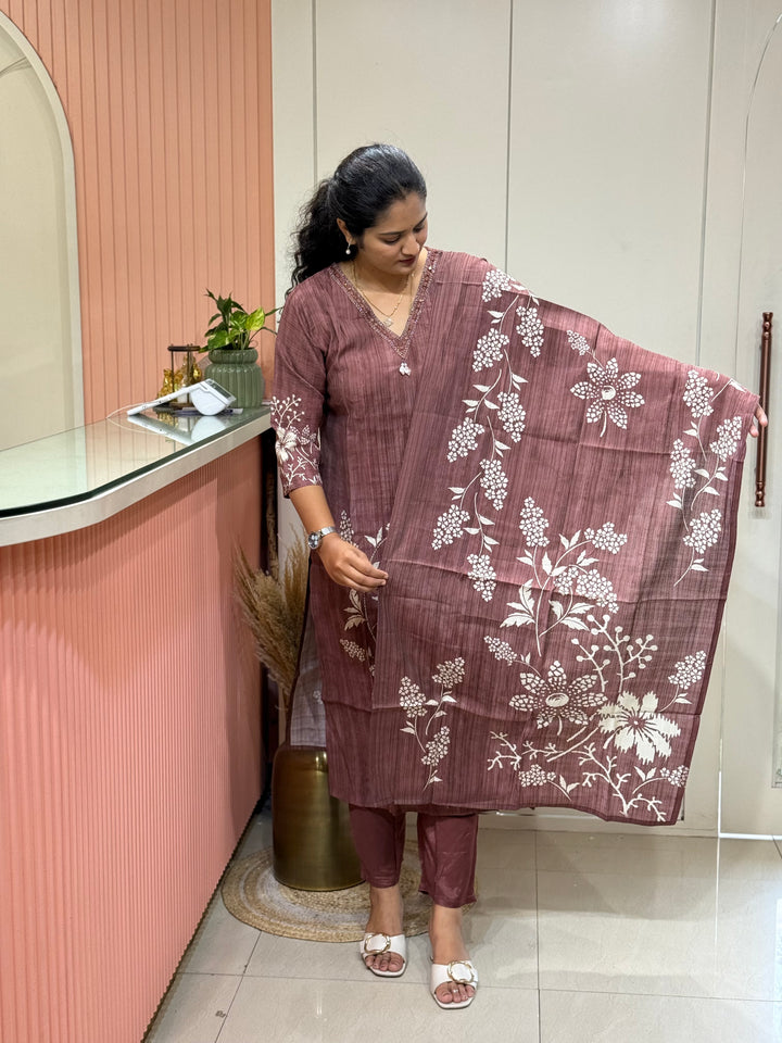 Premium Vatican fabric with beautiful floral work | R146