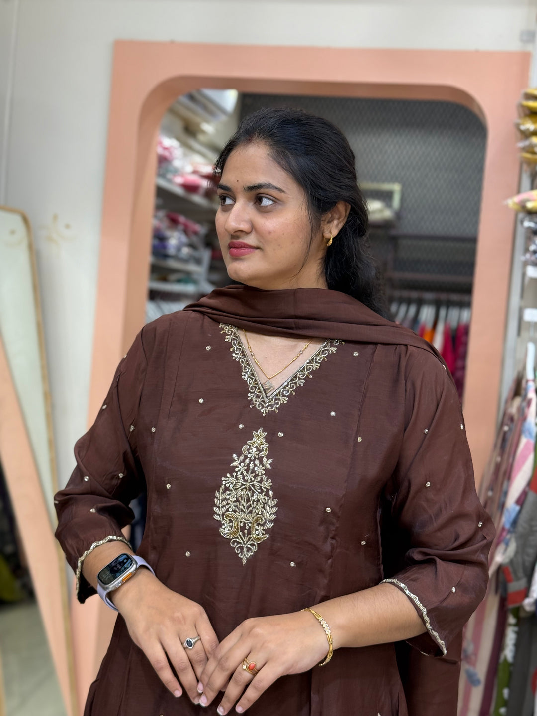 Mul Chanderi Silk 3 Pc Kurta Set | Party Wear| R138