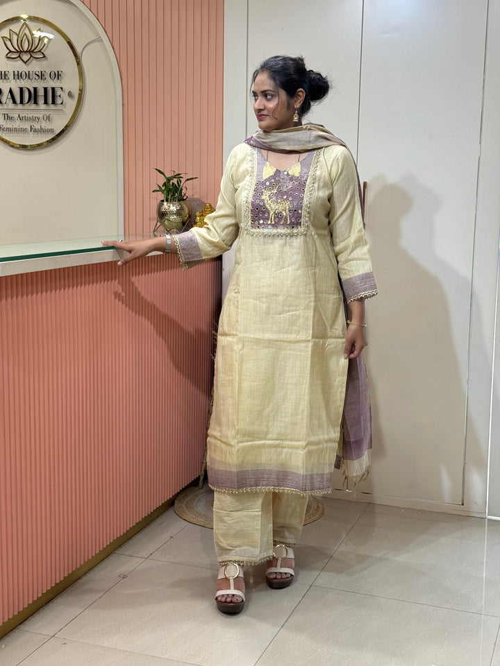 Pure Jamdhani Designer 3 Pcs Set Collection (Cotton Lining)| R211