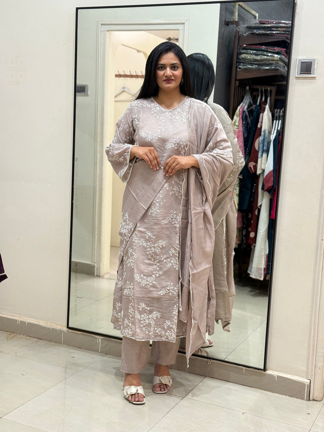 Mul Chanderi with Embroidery work| R205