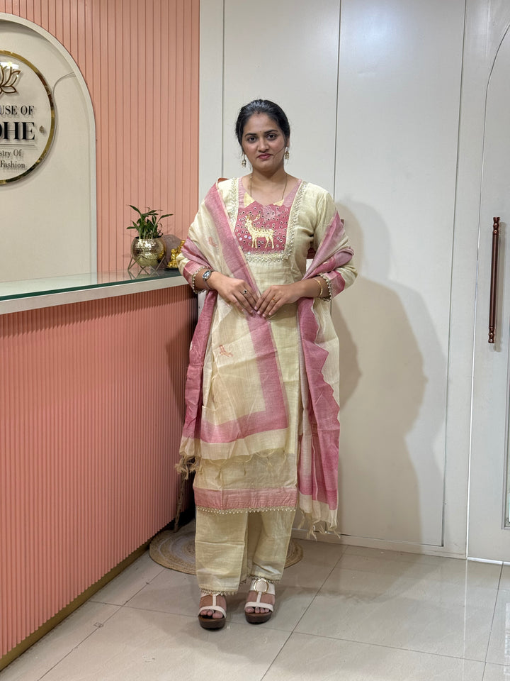 Pure Jamdhani Designer 3 Pcs Set Collection (Cotton Lining)| R211