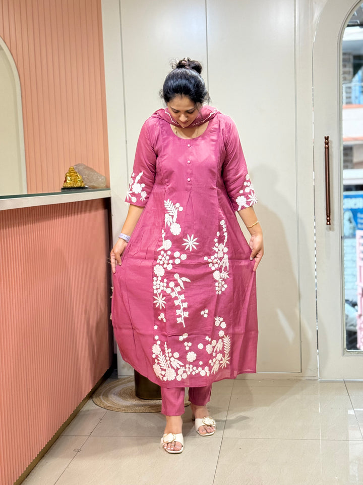 Mul Chanderi with Embroidery work | R204