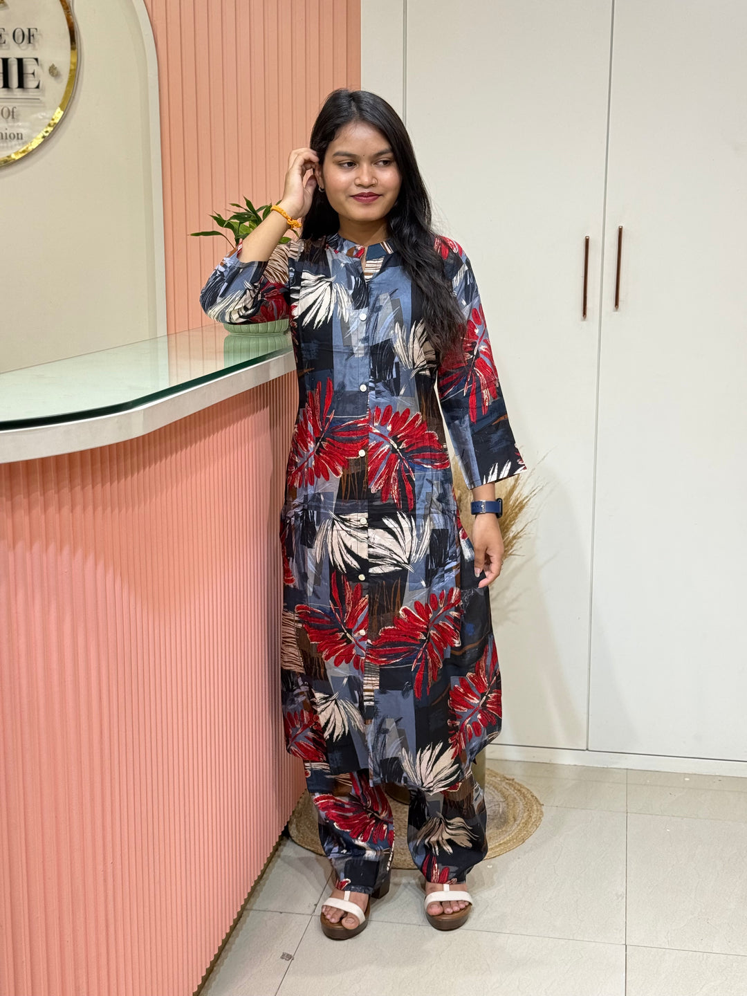 Rayon 2 piece collection with floral work | R137