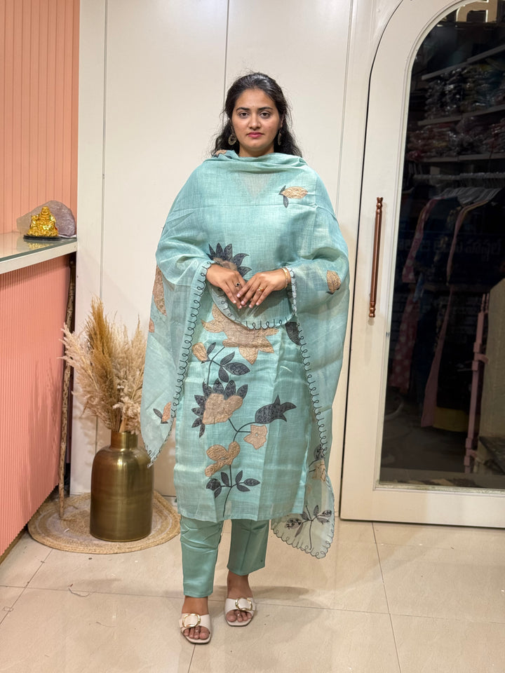 Luxury Pure Linen Collection – Kantha Stitch &amp; Knot Work | R154