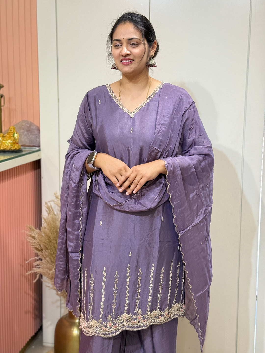 Premium Chinon Hand Embroidered 3 Pc Suit – RADHE32