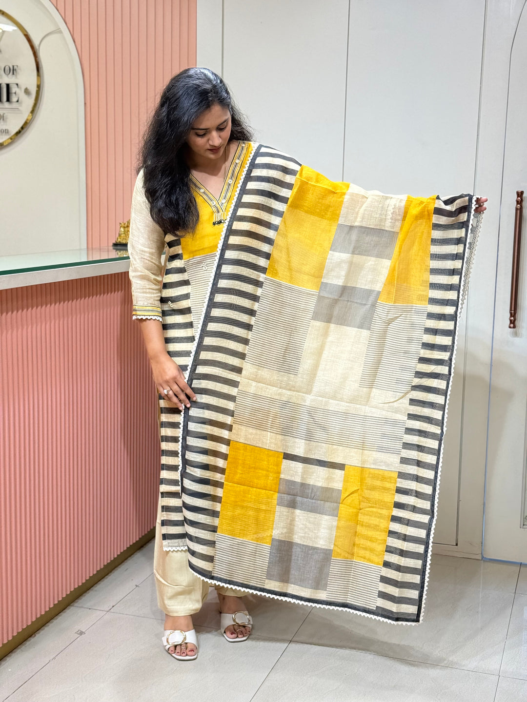 Luxury Pure Linen Collection – Kantha Stitch &amp; Knot Work | R154