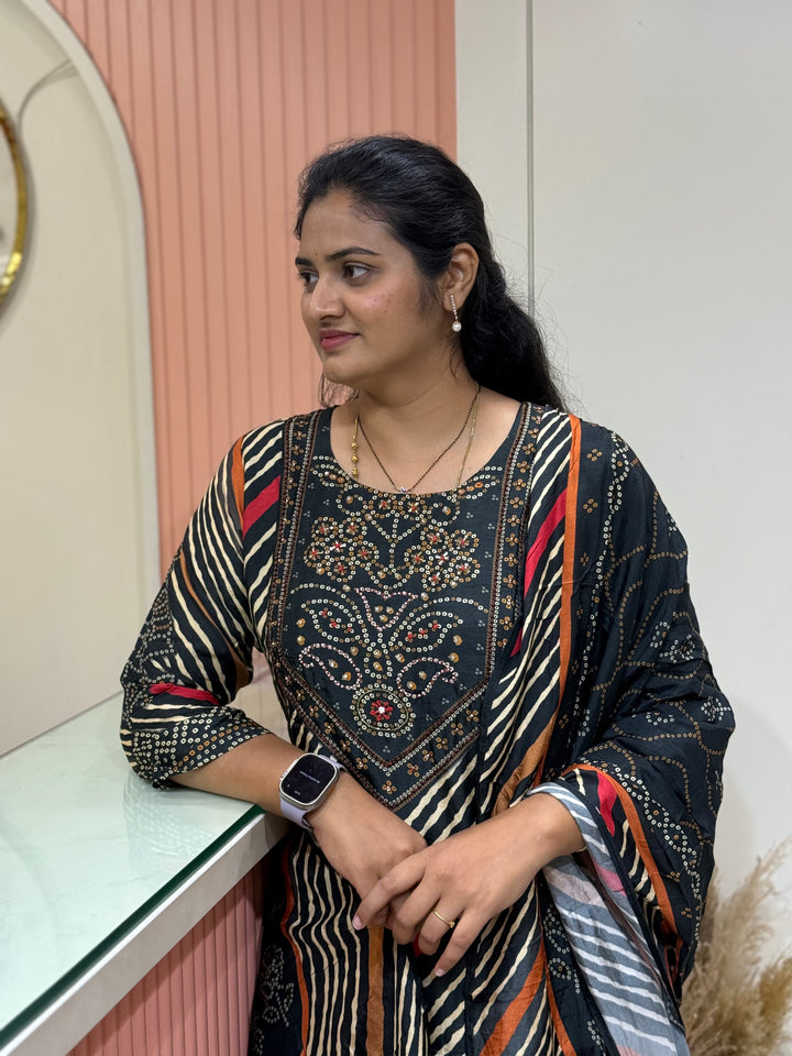Tusser fabric with Bandhani design Collection (Cotton Lining )| R227