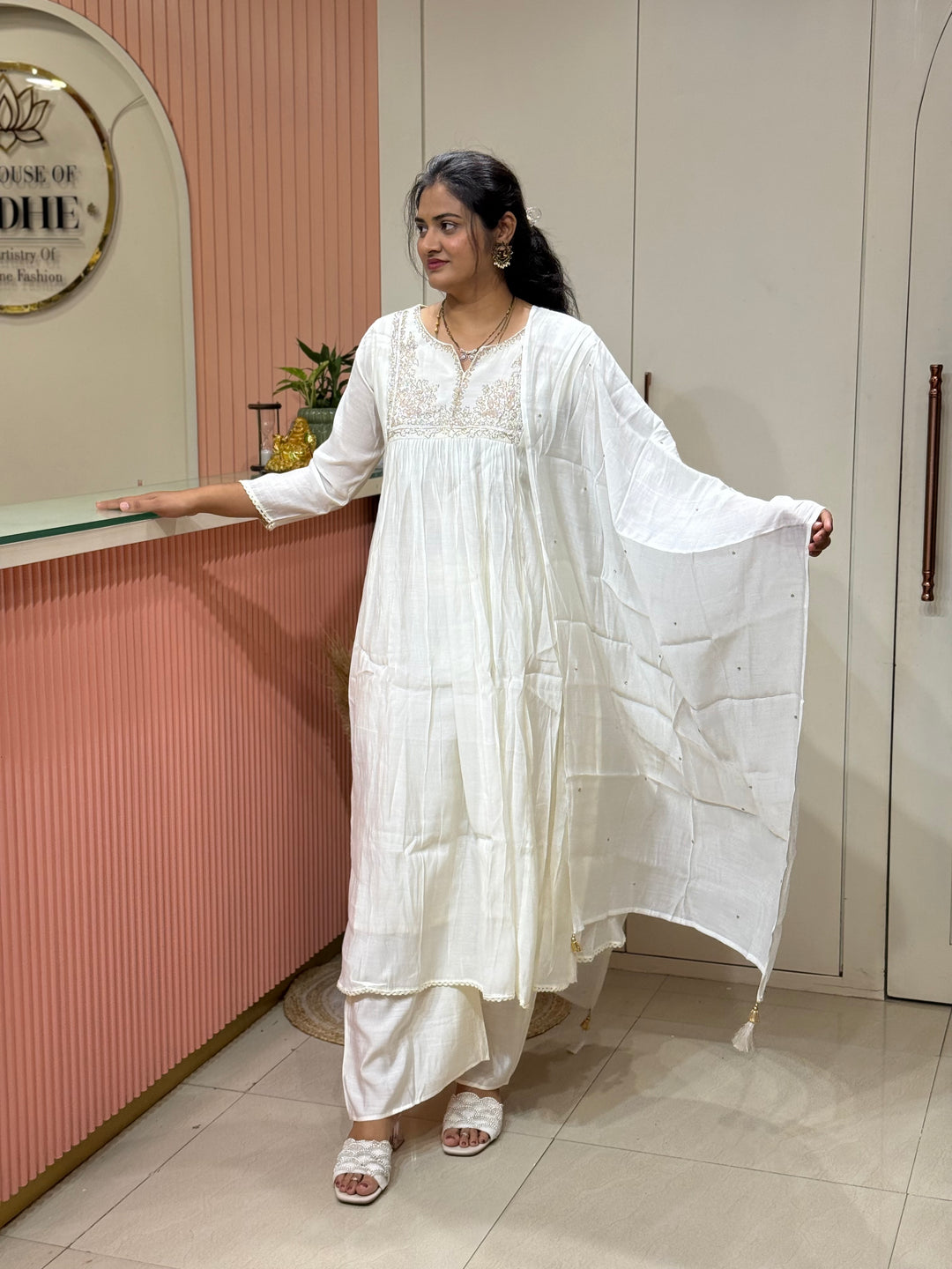 Mul Chanderi Collection with Handwork ( Cotton Lining )| R217