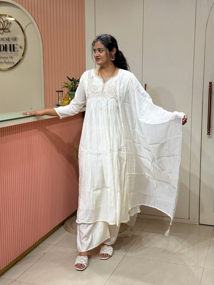 Mul Chanderi Collection with Handwork ( Cotton Lining )| R217
