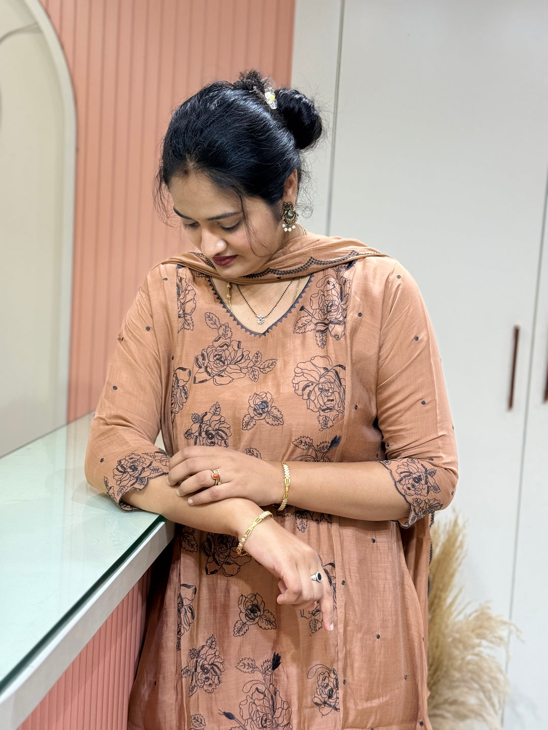 Mul Chanderi with Embroidery Work (Cotton Lining) | R138