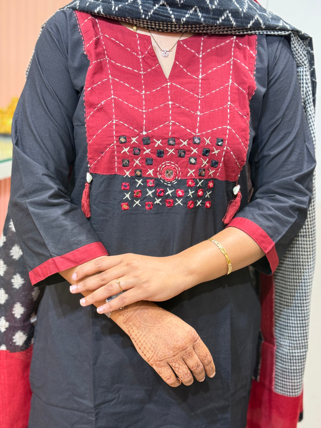 Pure Cotton 3Pcs Set Collection with Ikkat print Dupatta | R180