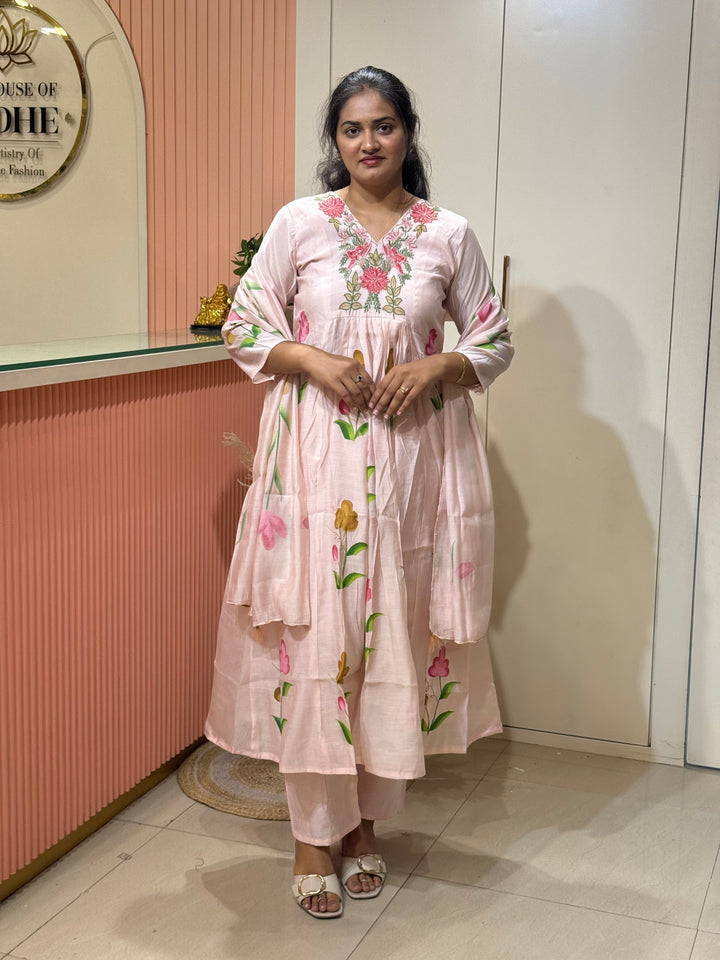 Mul Chanderi Collection with Brush Paint | R209