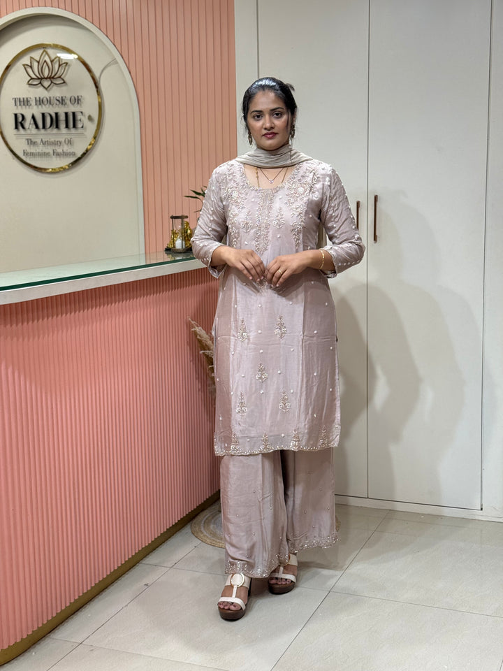 Pure Chinon Heavy Handwork Flared Palazzo Collection | R117