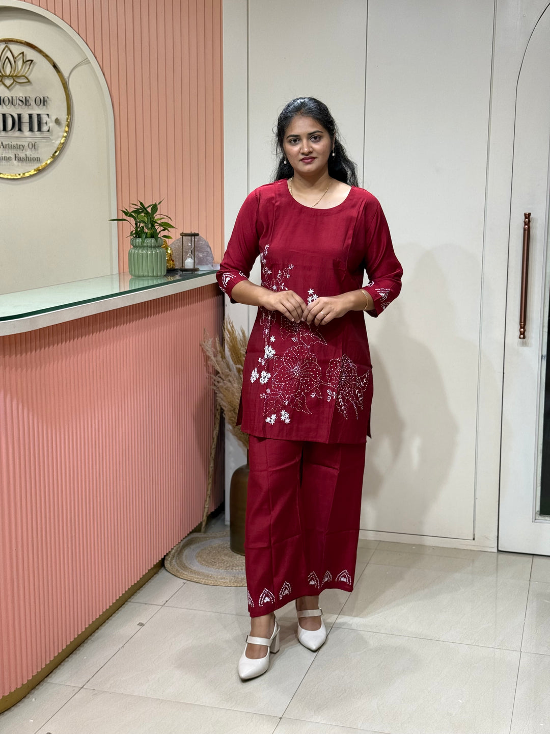 Co-Ord Set Collection with Beautiful Embroidery Design in Top and Bottom | R137