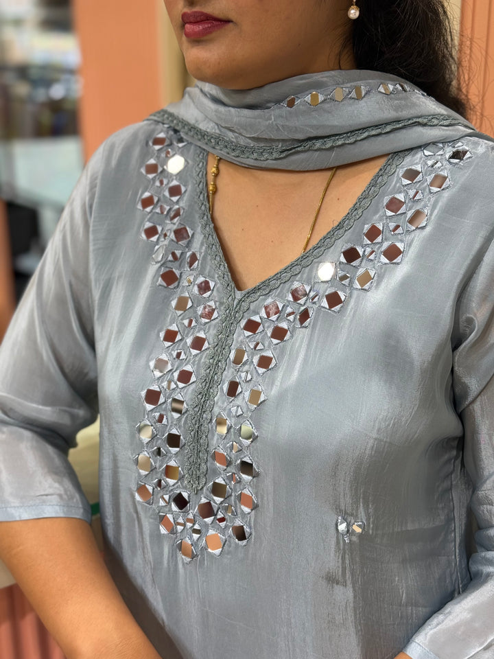 Pure HO Crepe Collection with Hand Real Mirror Work (Cotton Lining) | R221