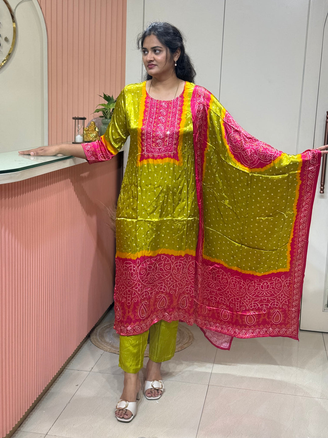 Gaji Satin Collection with Bandini print ( Dupatta Gaji Satin ) | R227