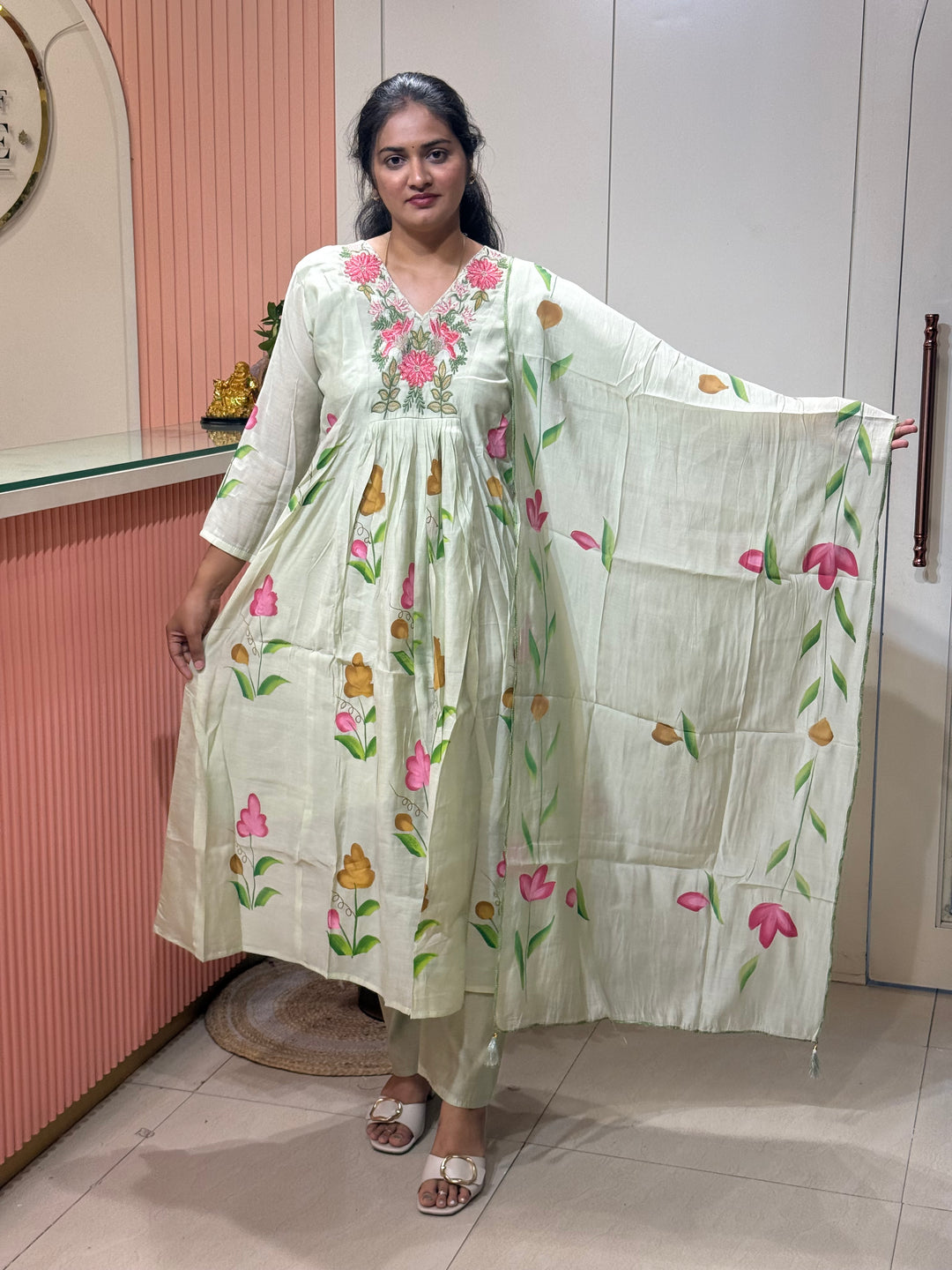 Mul Chanderi Collection with Brush Paint | R209