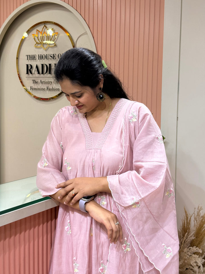 Premium Mul Chanderi with Embroidery work | R179