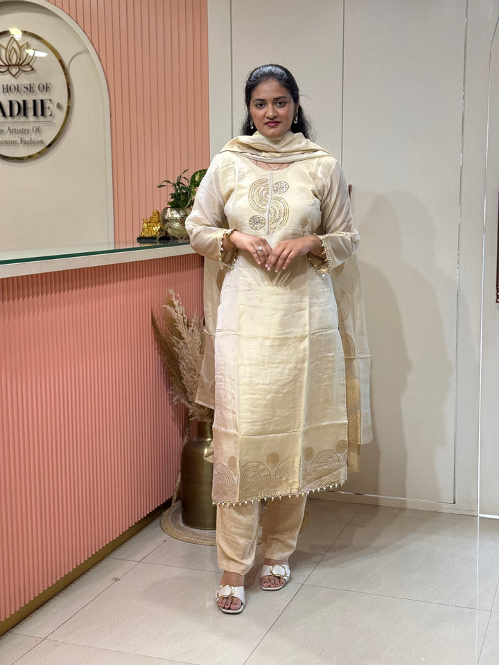 𝗣𝘂𝗿𝗲 𝗧𝗶𝘀𝘀𝘂𝗲 𝗦𝗵𝗶𝗺𝗺𝗲𝗿 𝗖𝗼𝗹𝗹𝗲𝗰𝘁𝗶𝗼𝗻 𝗔𝗿𝗿𝗶𝘃𝗲𝗱 with Banarasi Border Throughout (Hand Work) | R148
