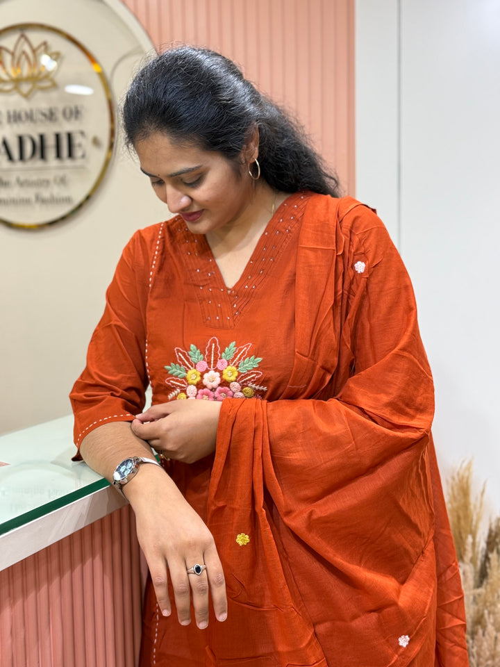 Hand Embroidered 3 Pc Cotton Collection – Summer Special | R166