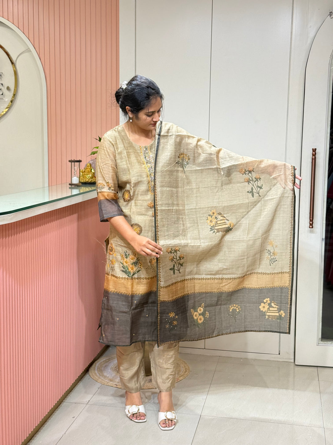 Pure Jamdhani Designer 3 Pcs Set Collection (Cotton Lining)| R211