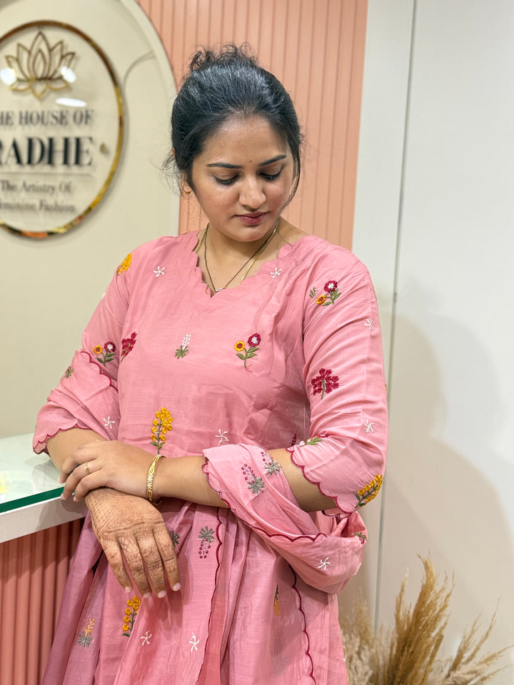Mul Chanderi Embroidery Collection – Elegant Flare Pattern | R179
