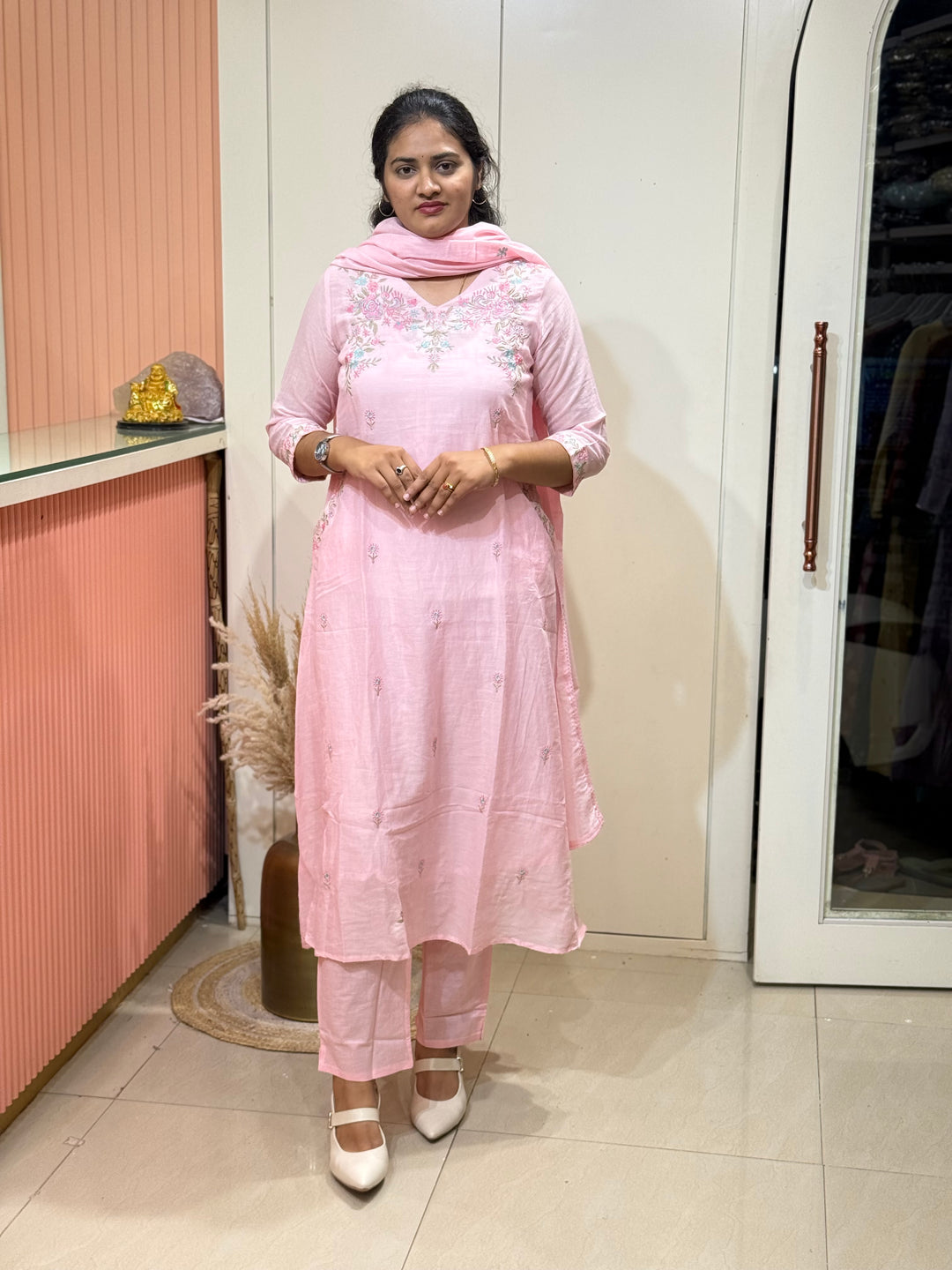 Pure Mul Cotton with Embroidery work (cotton lining) | R168