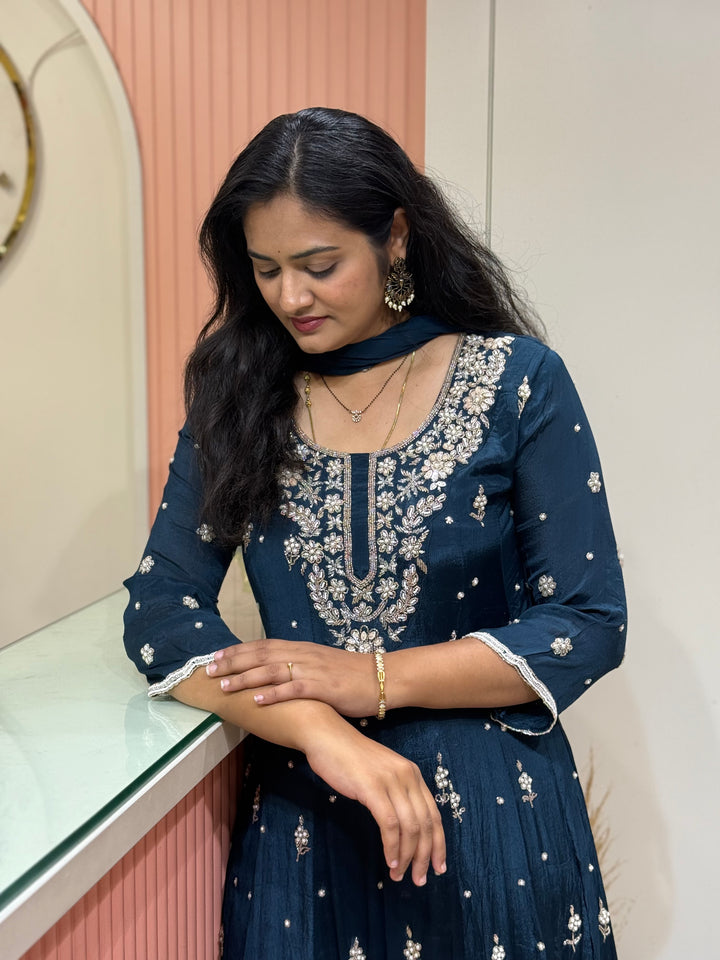 Pure Chinon Festive Collection | Full Handwork, Sequin &amp; Cut Dana | R177