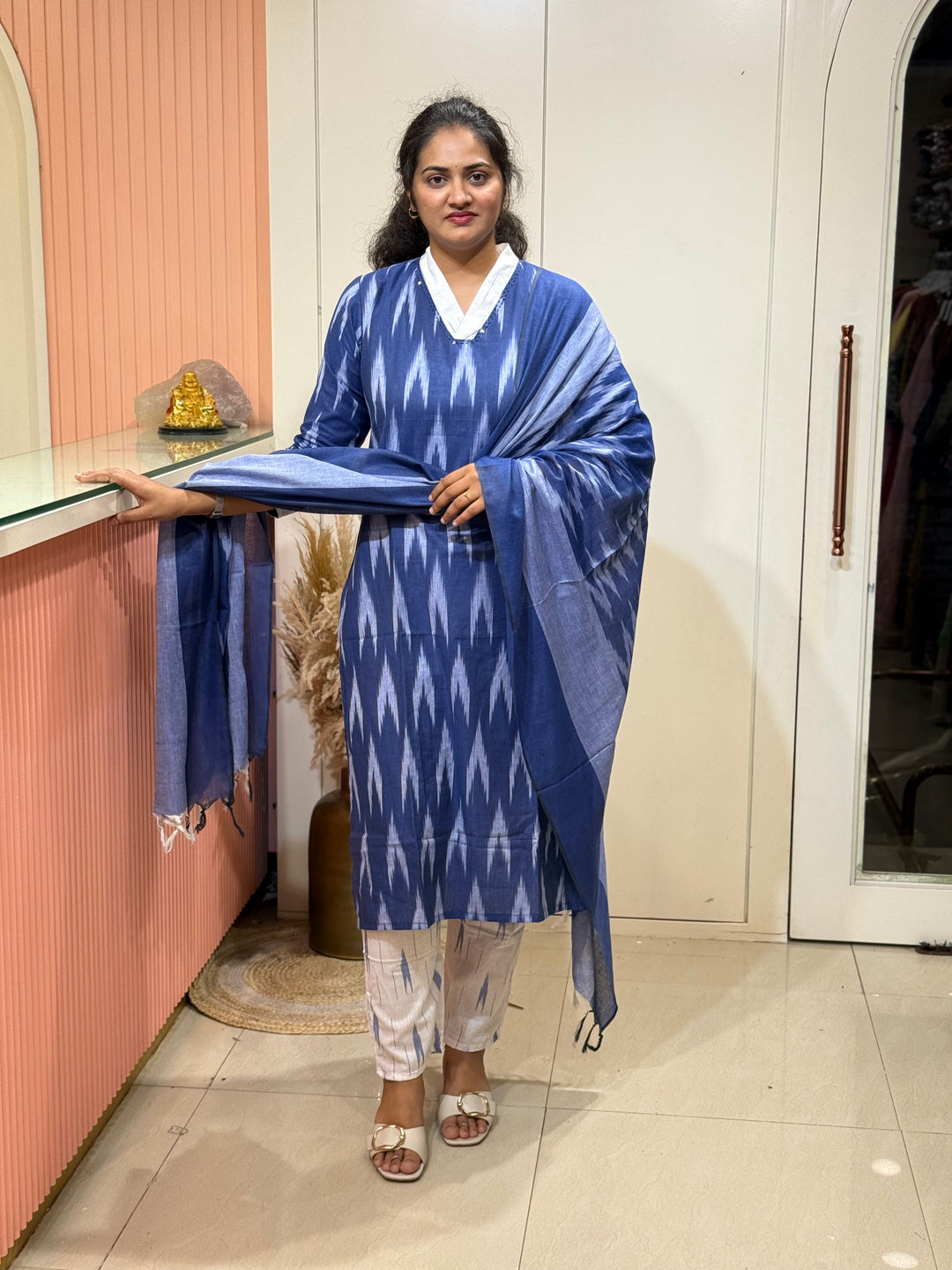 Ikkat Cotton Collection With Full Length Dupatta | R200
