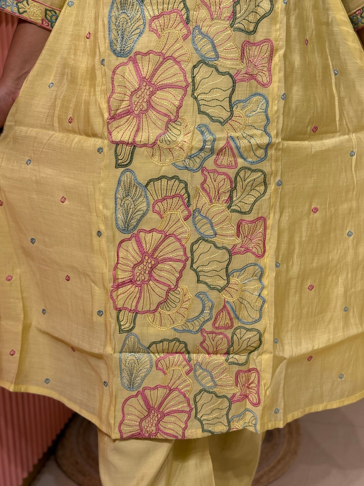 Mul Chanderi with Embroidery work ( Cotton Lining )| R204