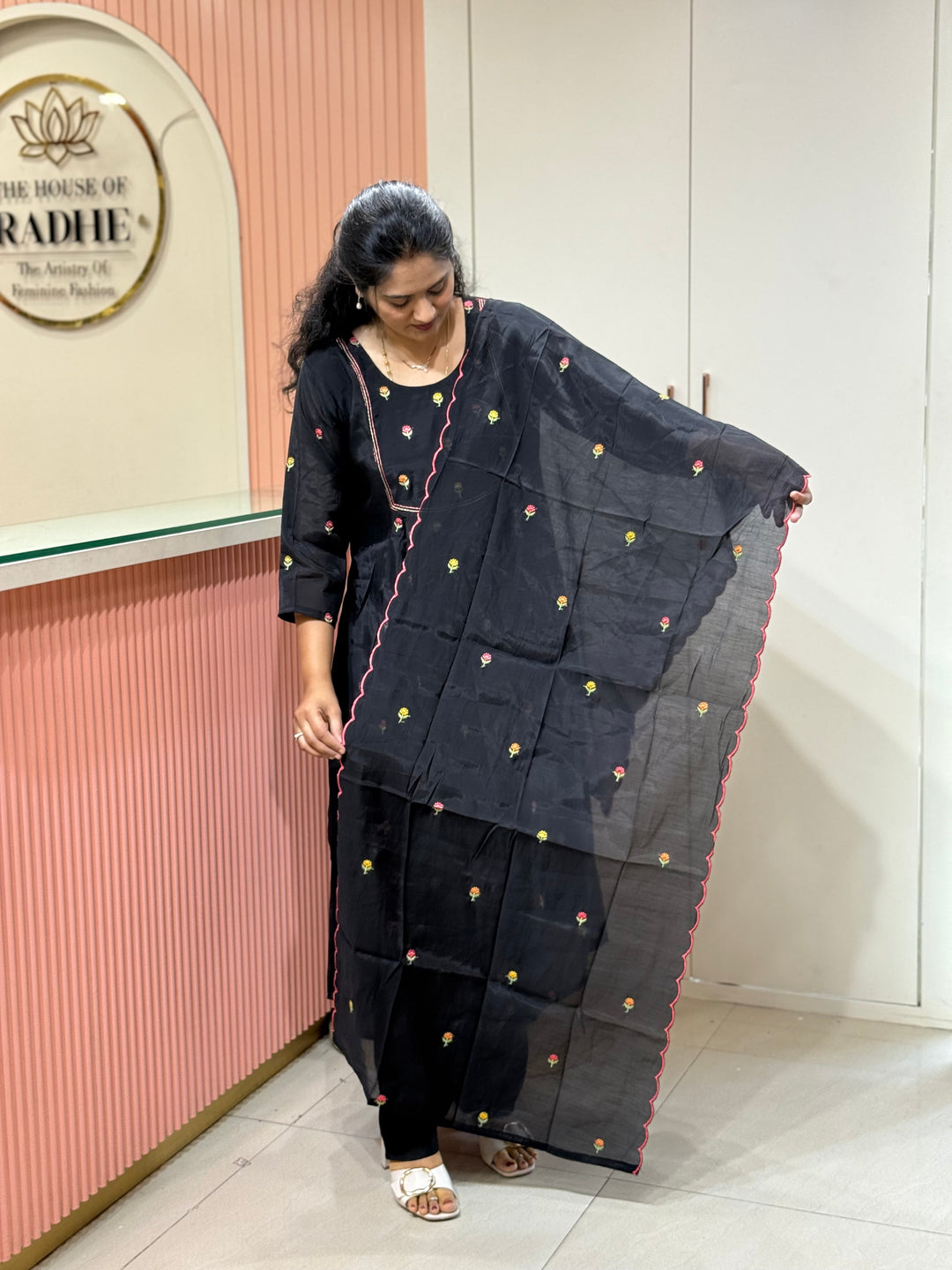 Mul Chanderi with cute Embroidery work | R208