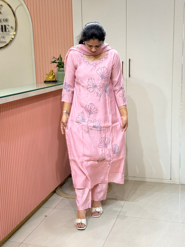 Mul Chanderi Collection with Floral Work | R226