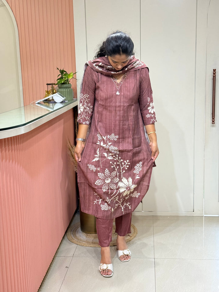 Premium Vatican fabric with beautiful floral work | R146