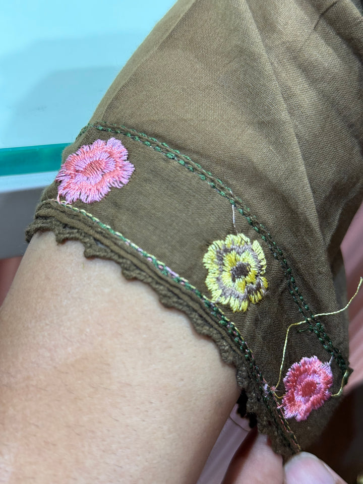 Mul Cotton with Beautiful Embroidery Work (Cotton Lining) | R176