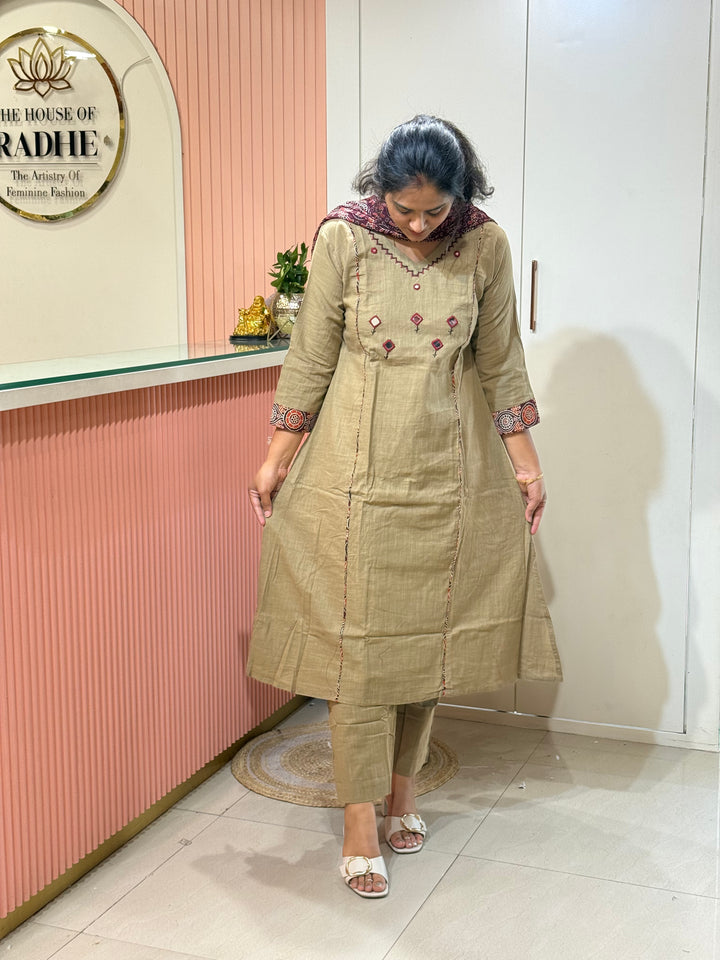 Khadi Cotton Collection With Ajrakh Print Dupatta | R210