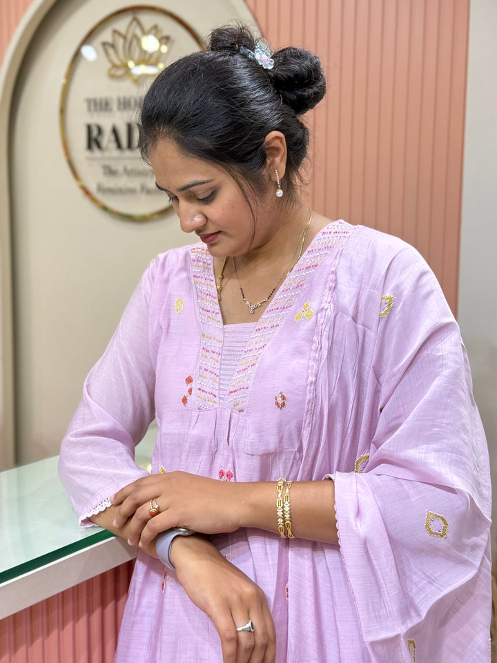 Mul Chanderi Collection with Embroidery work (Cotton Lining)| R204