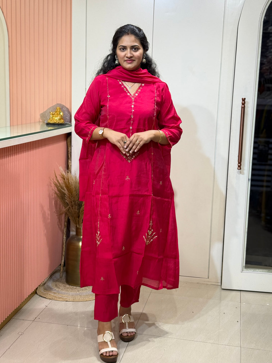 S Mul Chanderi Semi Party Wear | R138