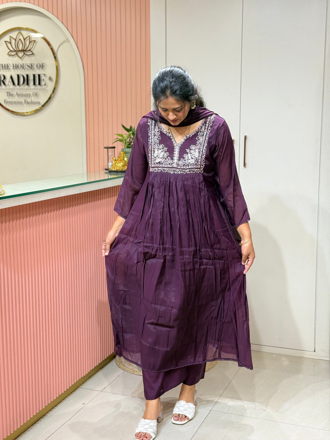 Mul Chanderi Collection with Handwork ( Cotton Lining )| R217