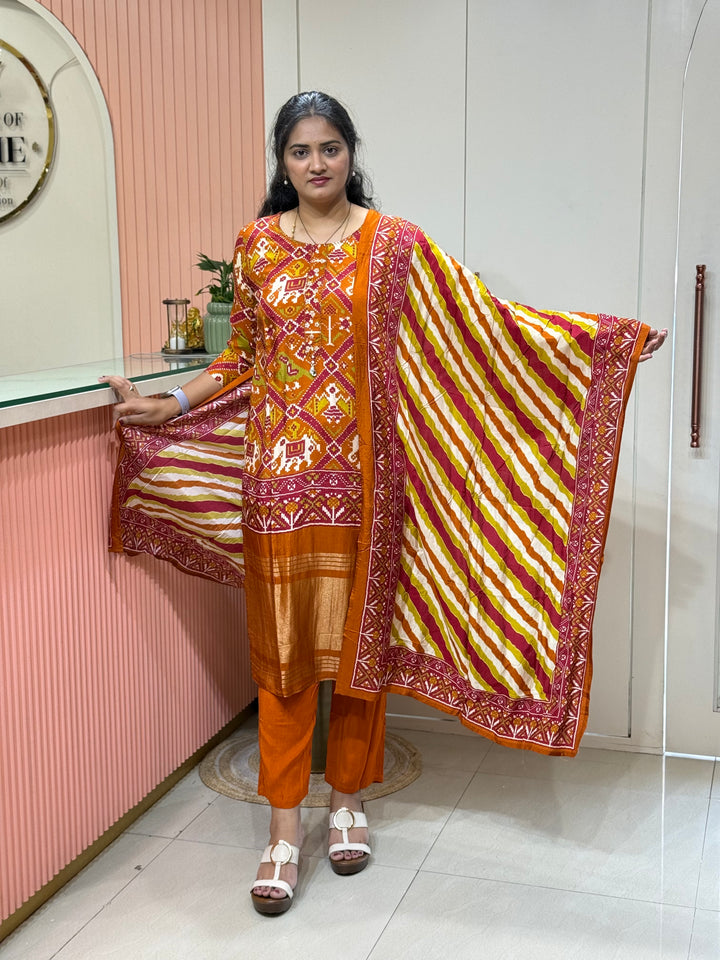 Tusser fabric with Patola design Collection (Cotton Lining )| R227