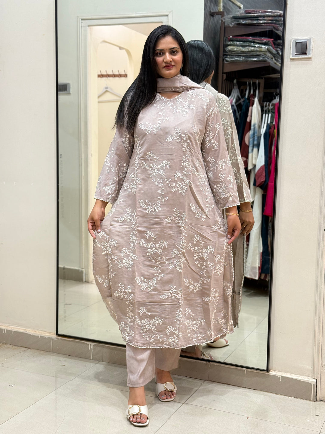 Mul Chanderi with Embroidery work| R205