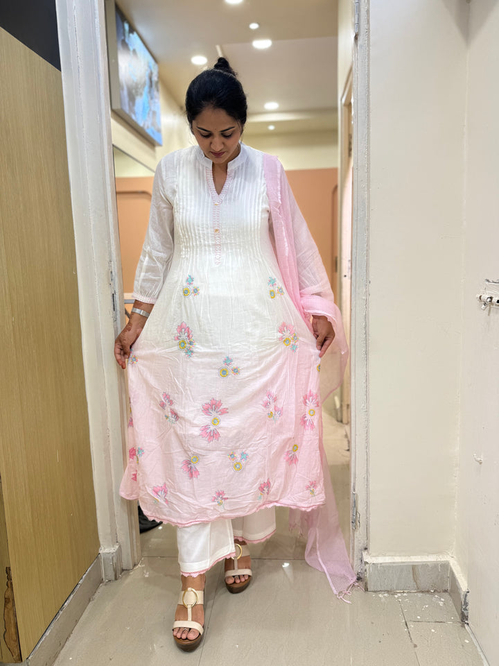 Premium Mul Cotton Ombré Shade Collection With Kota Doria Dupatta | R176
