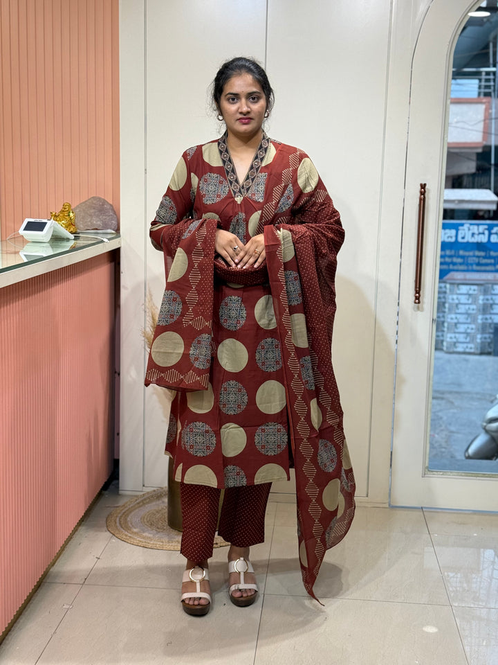 Cotton 3 Pc Kurta Set  | R145