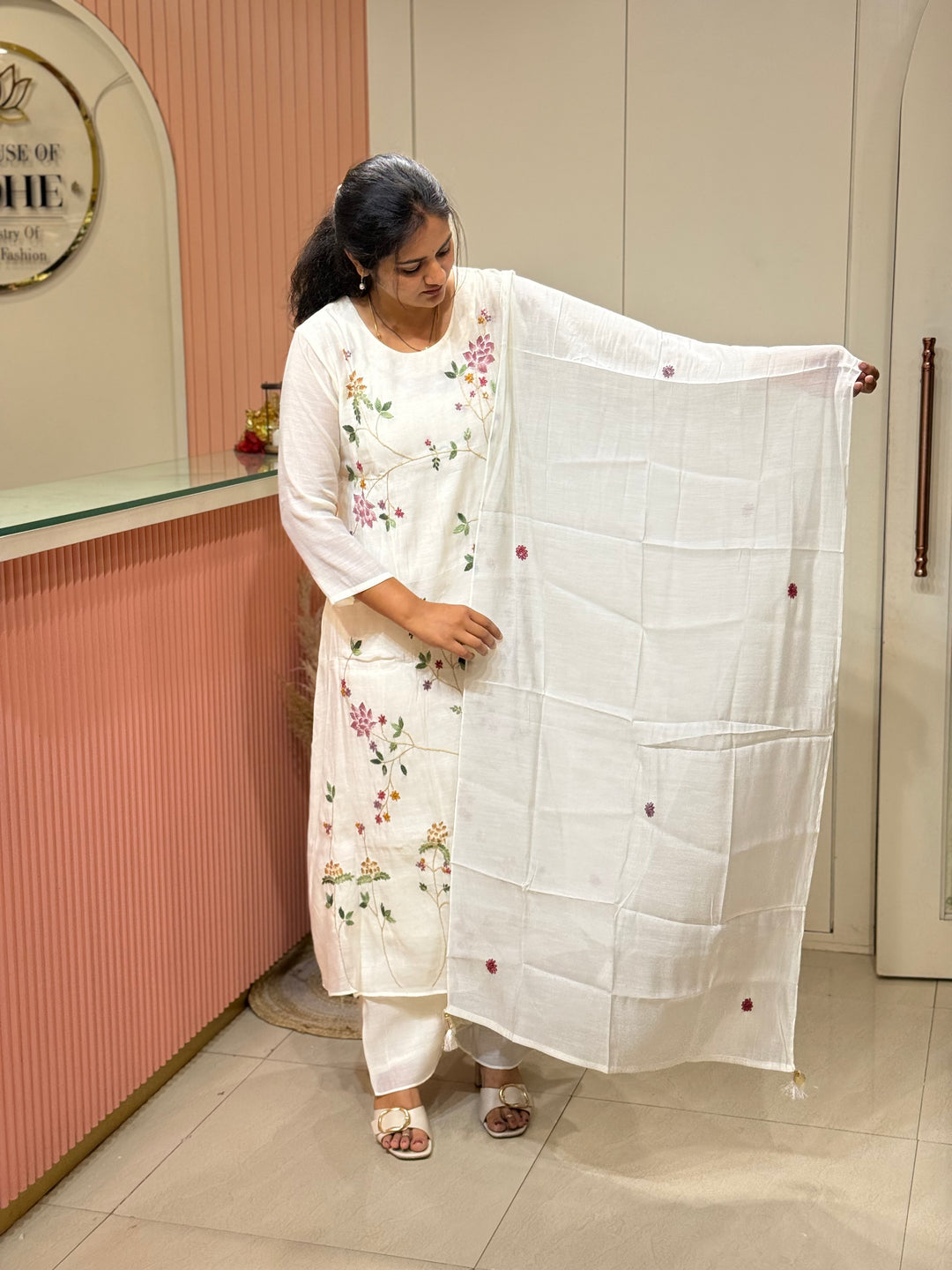 Mul Chanderi Collection with Handwork ( Cotton Lining )| R217