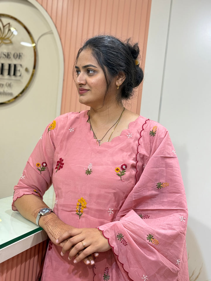 Mul Chanderi Embroidery Collection – Elegant Flare Pattern | R179