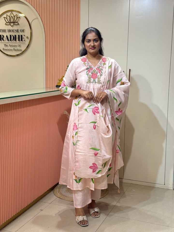 Mul Chanderi Collection with Brush Paint | R209