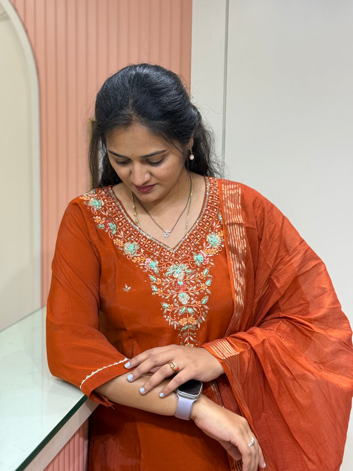 Mul Chanderi  Handwork Collection | R216